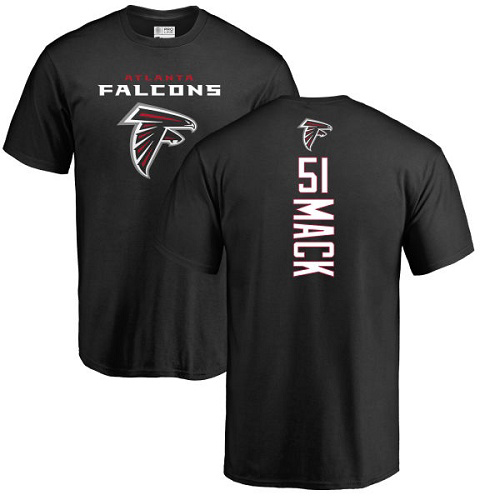 Atlanta Falcons Men Black Alex Mack Backer NFL Football #51 T Shirt